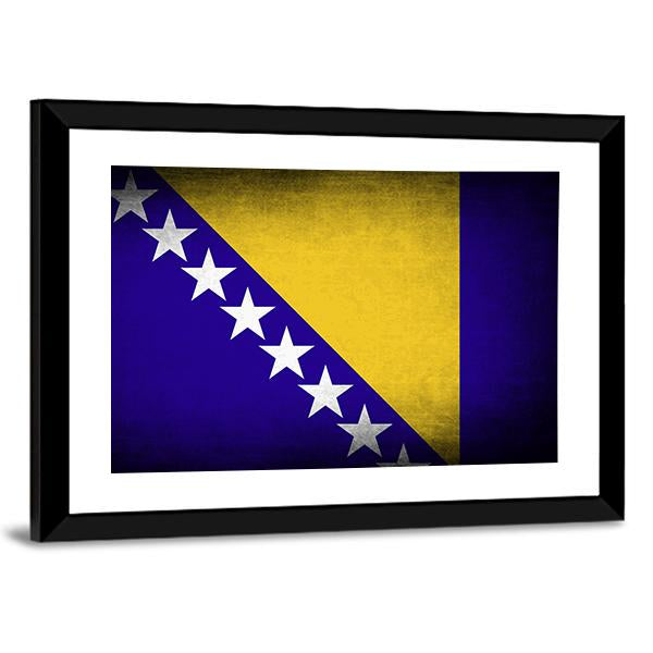 Bosnia &amp; Herzegovina Flag Panoramic Canvas Wall Art-1 Piece-36" x 12"-Tiaracle