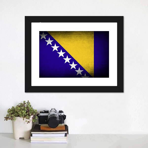 Bosnia & Herzegovina Flag Panoramic Canvas Wall Art-1 Piece-36" x 12"-Tiaracle