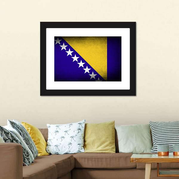 Bosnia &amp; Herzegovina Flag Panoramic Canvas Wall Art-1 Piece-36" x 12"-Tiaracle