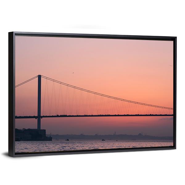 Bosphorus Bridge At Sunset Canvas Wall Art-3 Horizontal-Gallery Wrap-25" x 16"-Tiaracle