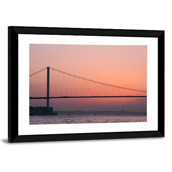 Bosphorus Bridge At Sunset Canvas Wall Art-3 Horizontal-Gallery Wrap-25" x 16"-Tiaracle