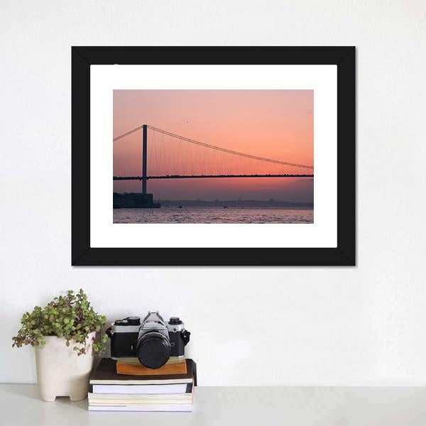 Bosphorus Bridge At Sunset Canvas Wall Art-1 Piece-Framed Print-20" x 16"-Tiaracle
