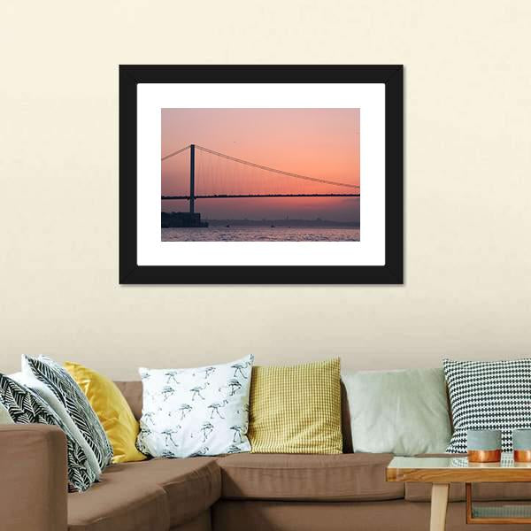 Bosphorus Bridge At Sunset Canvas Wall Art-3 Horizontal-Gallery Wrap-25" x 16"-Tiaracle