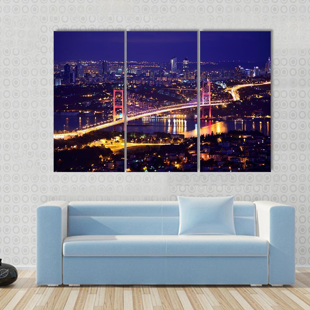 Bosphorus Bridge Istanbul Canvas Wall Art-3 Horizontal-Gallery Wrap-37" x 24"-Tiaracle