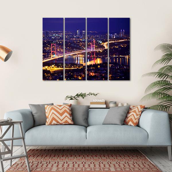 Bosphorus Bridge Istanbul Canvas Wall Art-4 Horizontal-Gallery Wrap-34" x 24"-Tiaracle
