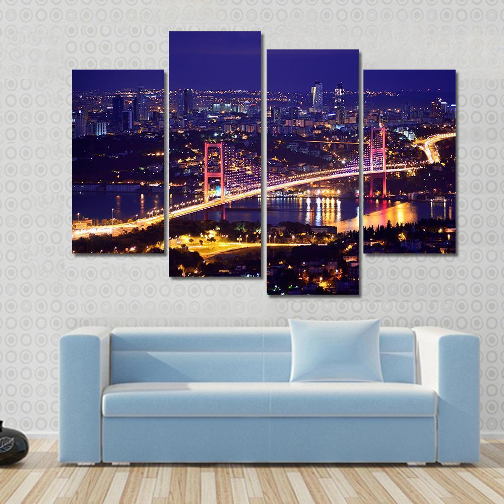 Bosphorus Bridge Istanbul Canvas Wall Art-4 Pop-Gallery Wrap-50" x 32"-Tiaracle