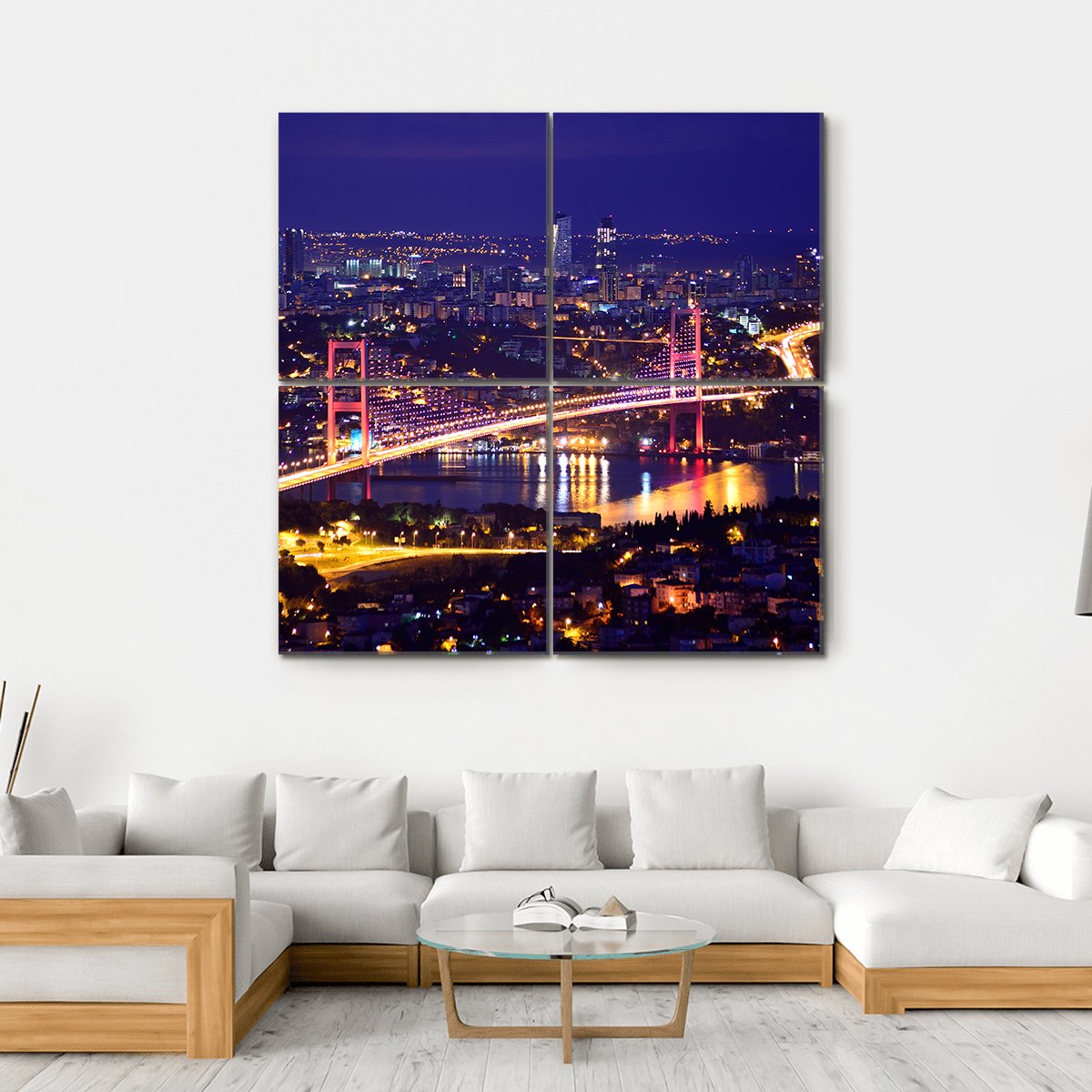 Bosphorus Bridge Istanbul Canvas Wall Art-4 Square-Gallery Wrap-17" x 17"-Tiaracle