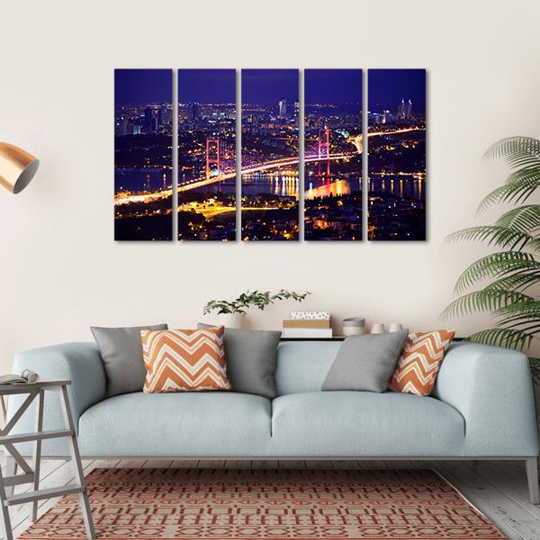 Bosphorus Bridge Istanbul Canvas Wall Art-5 Horizontal-Gallery Wrap-22" x 12"-Tiaracle