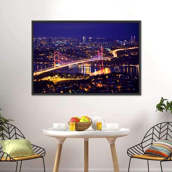 Bosphorus Bridge Istanbul Canvas Wall Art-3 Horizontal-Gallery Wrap-25" x 16"-Tiaracle