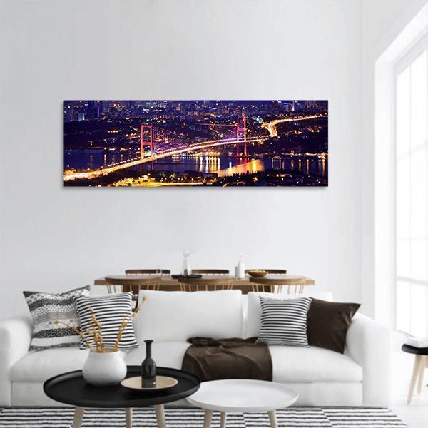 Bosphorus Bridge Istanbul Panoramic Canvas Wall Art-1 Piece-36" x 12"-Tiaracle