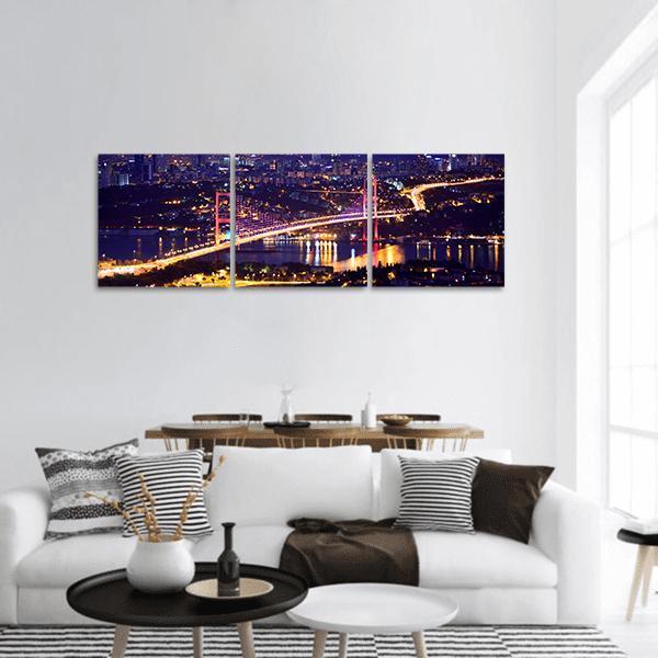 Bosphorus Bridge Istanbul Panoramic Canvas Wall Art-3 Piece-25" x 08"-Tiaracle