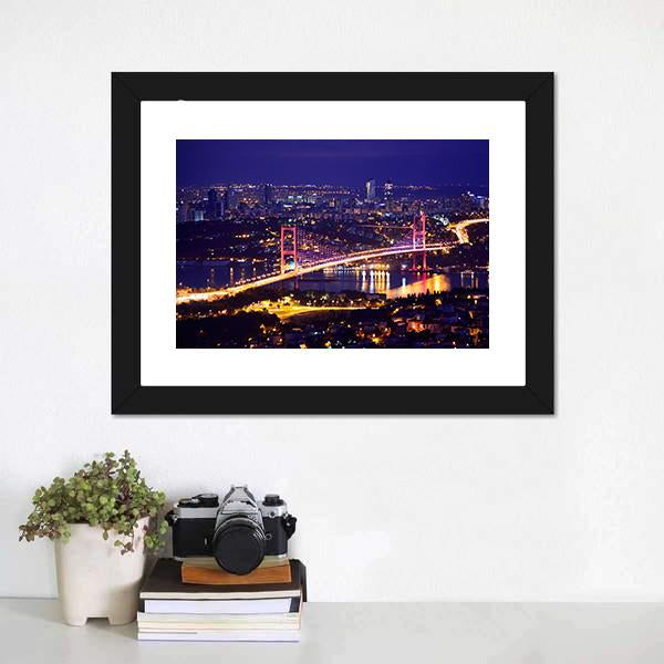 Bosphorus Bridge Istanbul Canvas Wall Art-1 Piece-Framed Print-20" x 16"-Tiaracle