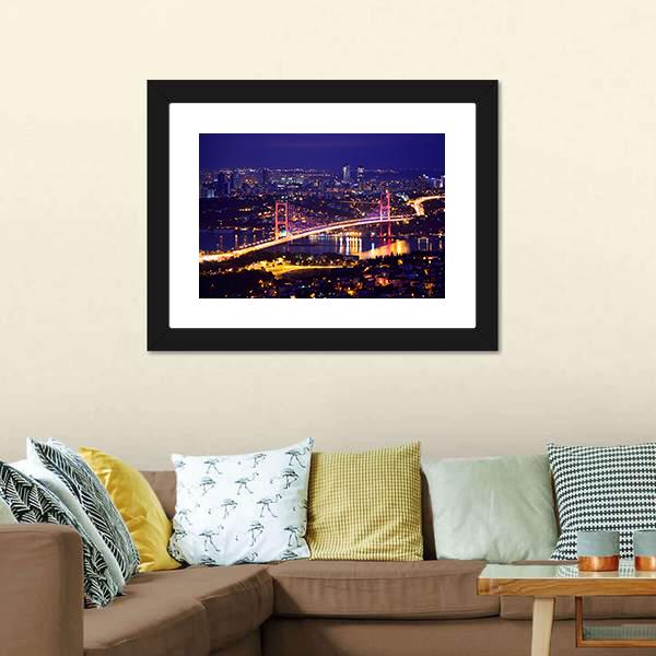 Bosphorus Bridge Istanbul Canvas Wall Art-5 Horizontal-Gallery Wrap-22" x 12"-Tiaracle