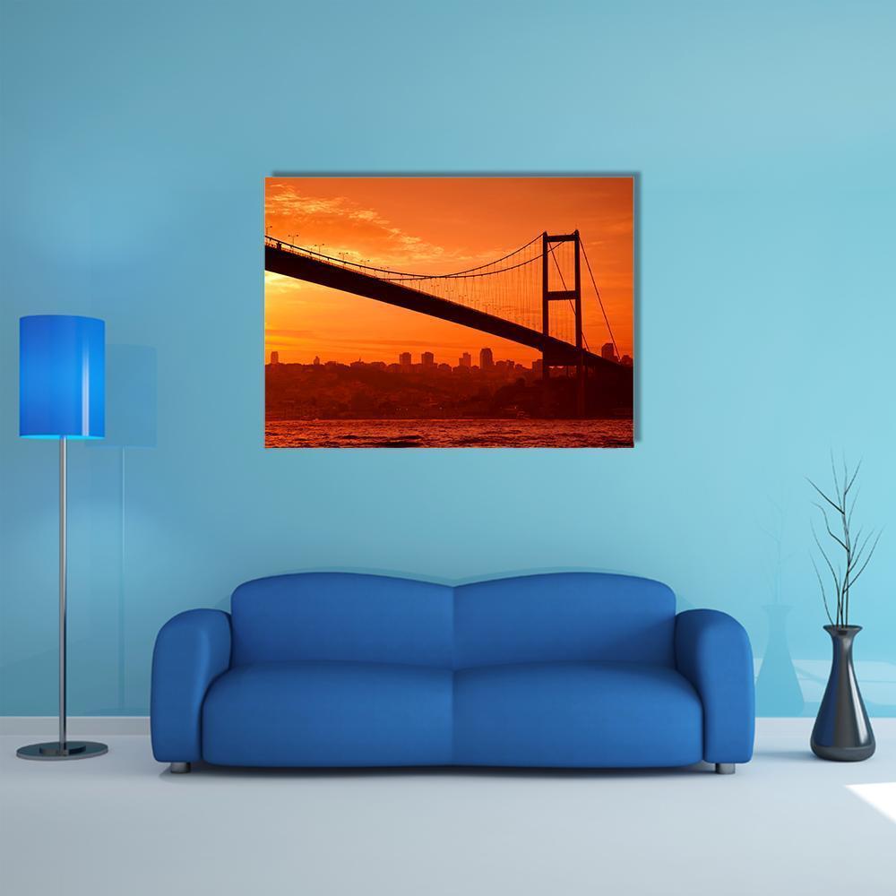 Bosphorus Bridge Canvas Wall Art-1 Piece-Gallery Wrap-48" x 32"-Tiaracle