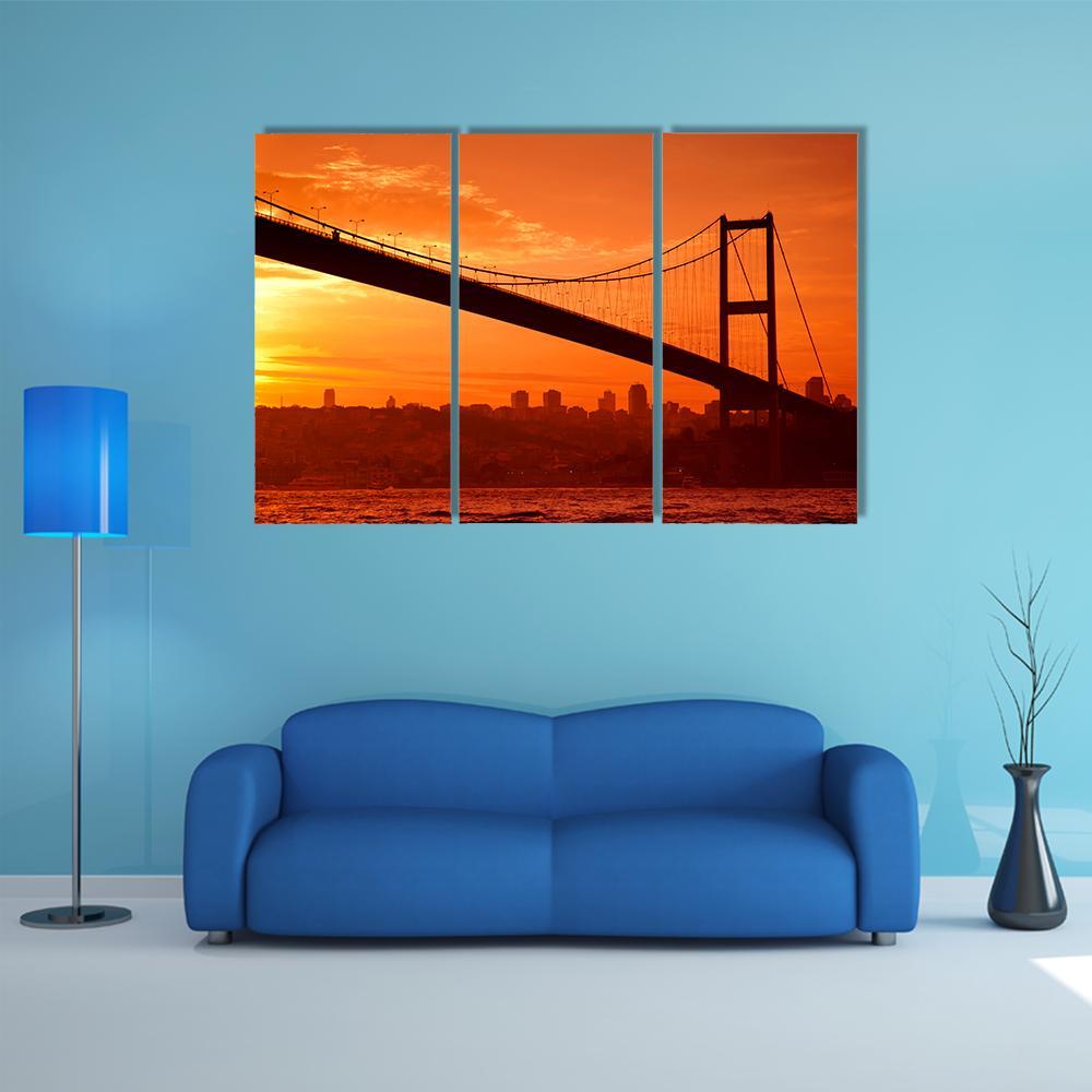 Bosphorus Bridge Canvas Wall Art-3 Horizontal-Gallery Wrap-37" x 24"-Tiaracle