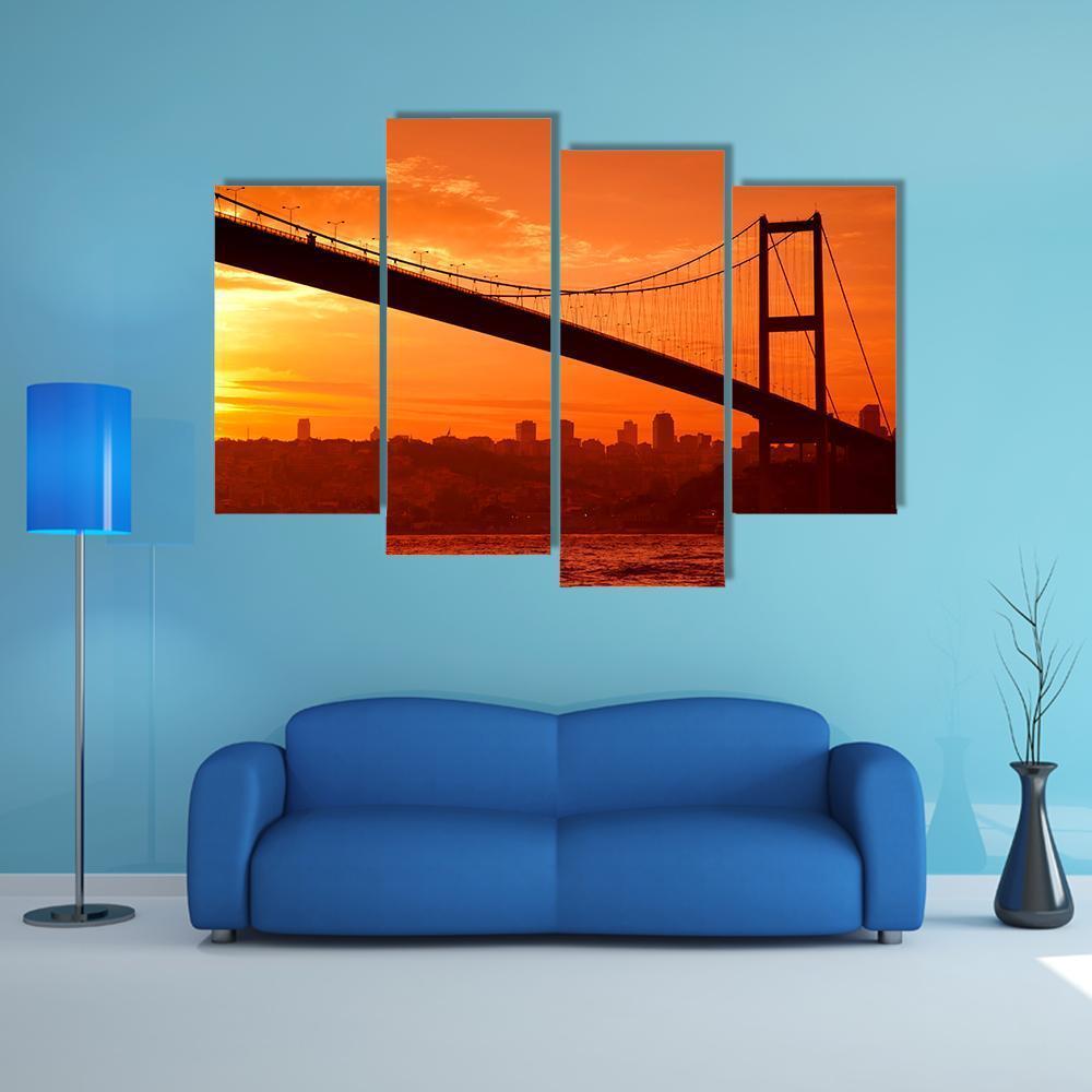 Bosphorus Bridge Canvas Wall Art-4 Pop-Gallery Wrap-50" x 32"-Tiaracle