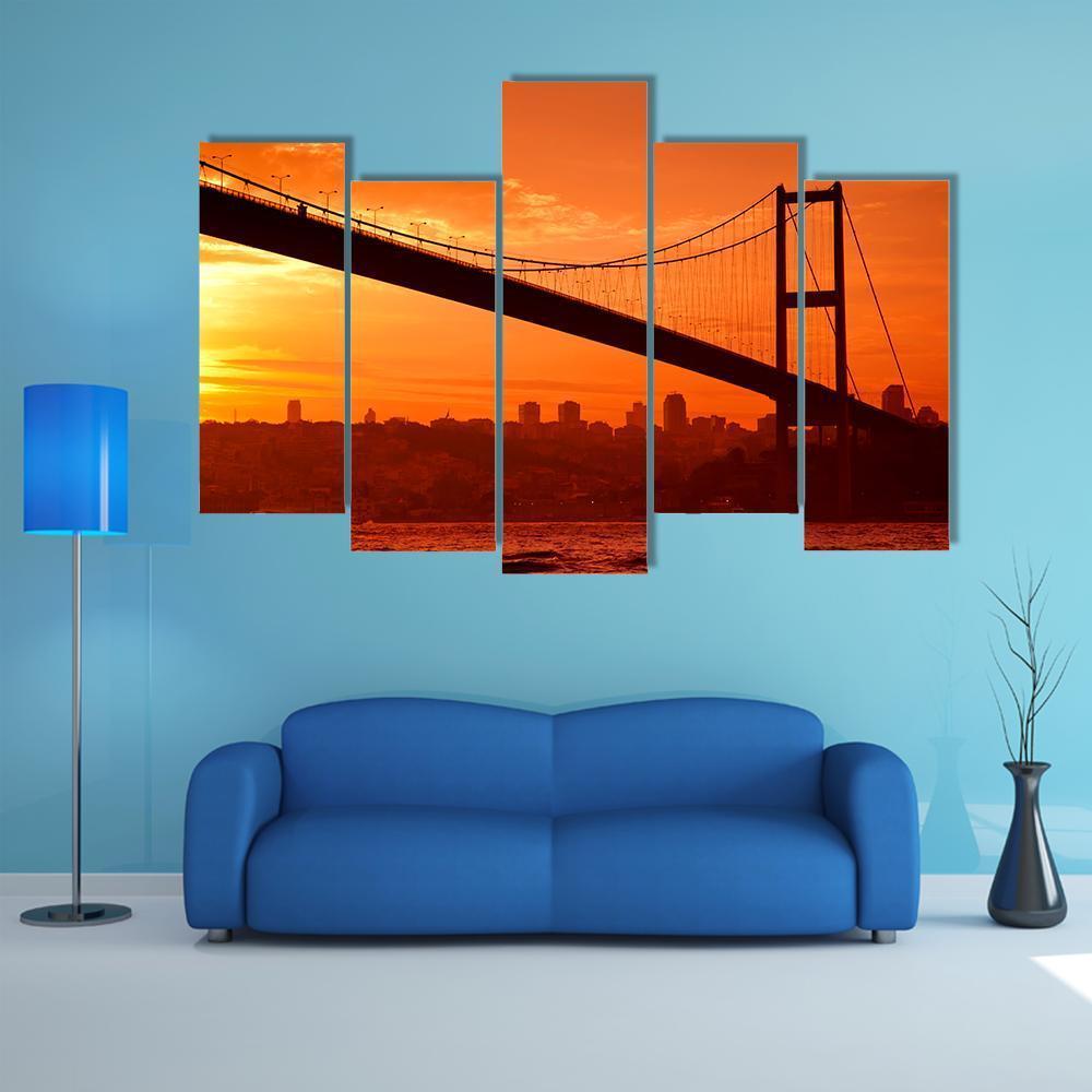 Bosphorus Bridge Canvas Wall Art-5 Pop-Gallery Wrap-47" x 32"-Tiaracle