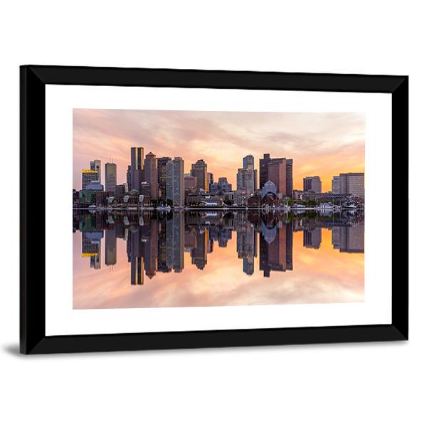Boston Downtown Skyline Canvas Wall Art-3 Horizontal-Gallery Wrap-25&quot; x 16&quot;-Tiaracle