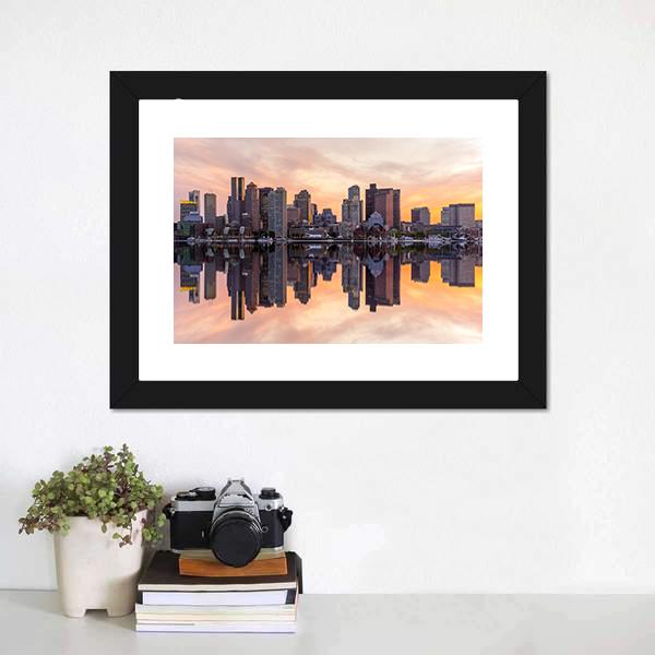 Boston Downtown Skyline Canvas Wall Art-3 Horizontal-Gallery Wrap-25" x 16"-Tiaracle
