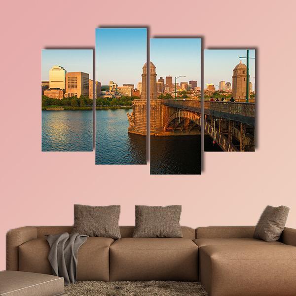 Boston's Longfellow Bridge Canvas Wall Art-4 Pop-Gallery Wrap-50" x 32"-Tiaracle