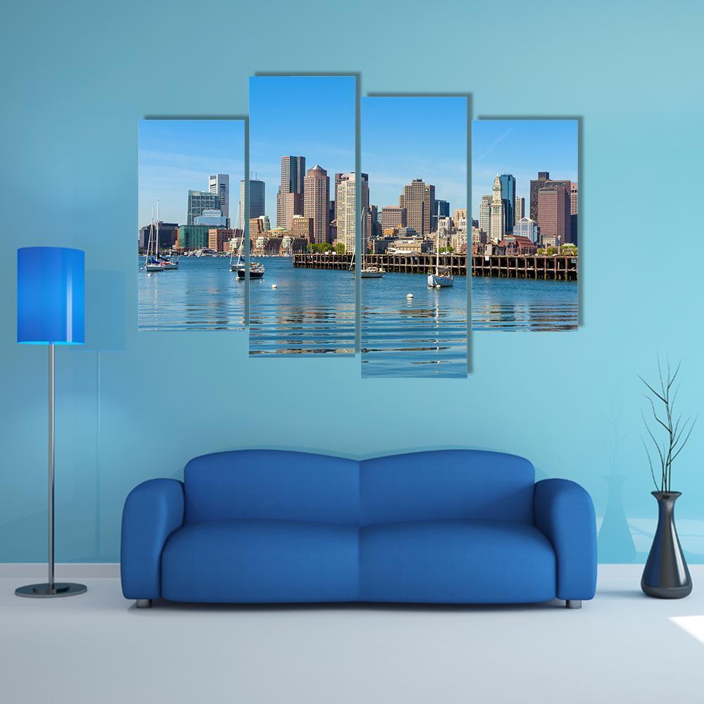Boston Skyline Canvas Wall Art-3 Horizontal-Gallery Wrap-37" x 24"-Tiaracle