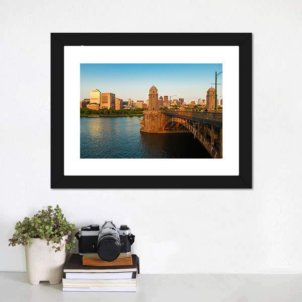 Boston&#39;s Longfellow Bridge Canvas Wall Art-1 Piece-Framed Print-20&quot; x 16&quot;-Tiaracle