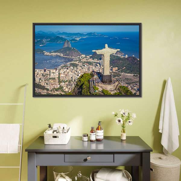 Botafogo Bay Brazil Canvas Wall Art-1 Piece-Floating Frame-36" x 24"-Tiaracle