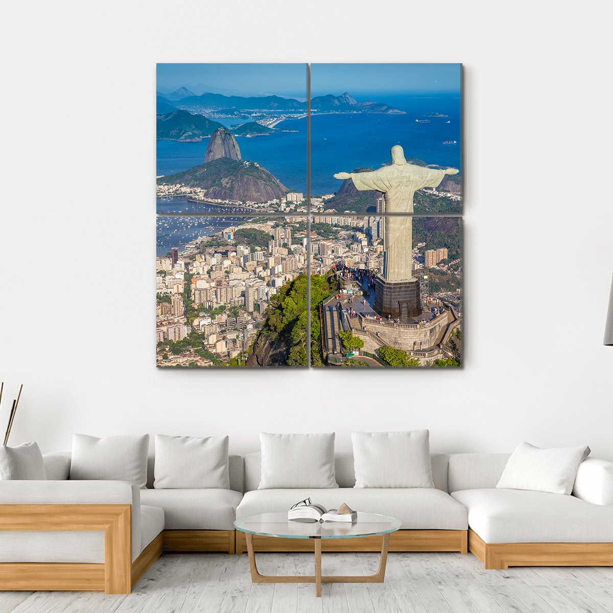 Botafogo Bay Brazil Canvas Wall Art-4 Square-Gallery Wrap-17" x 17"-Tiaracle