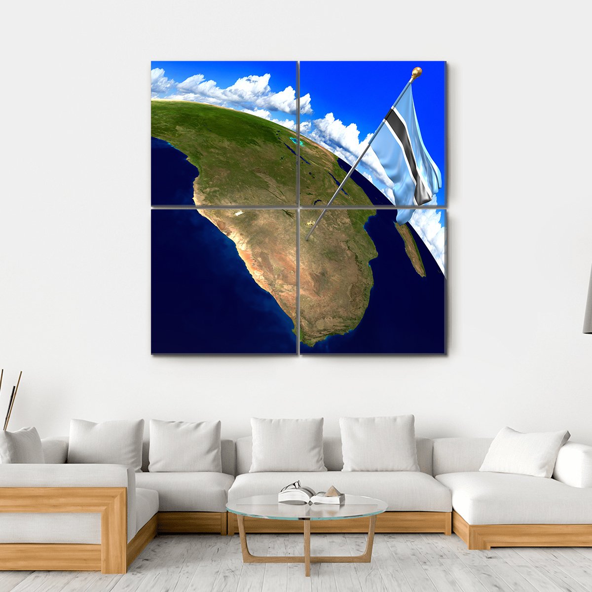 Botswana National Flag Canvas Wall Art-4 Square-Gallery Wrap-17" x 17"-Tiaracle