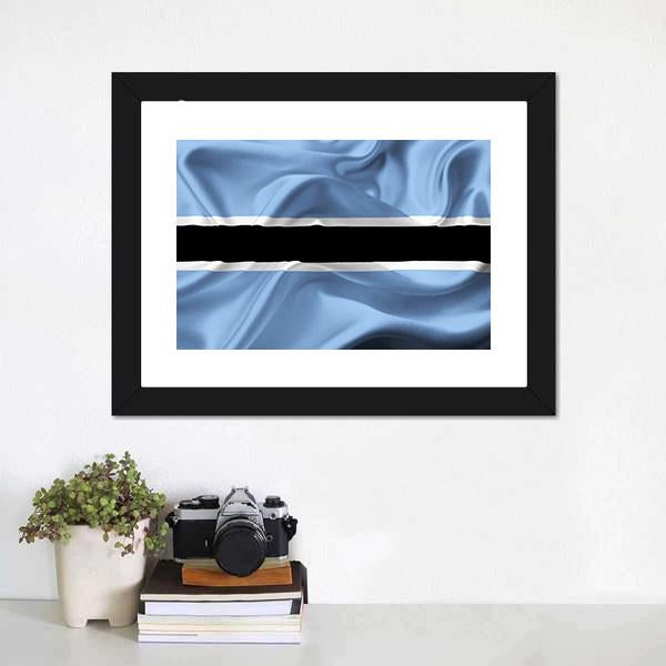 Botswana Waving Flag Canvas Wall Art-1 Piece-Framed Print-20" x 16"-Tiaracle