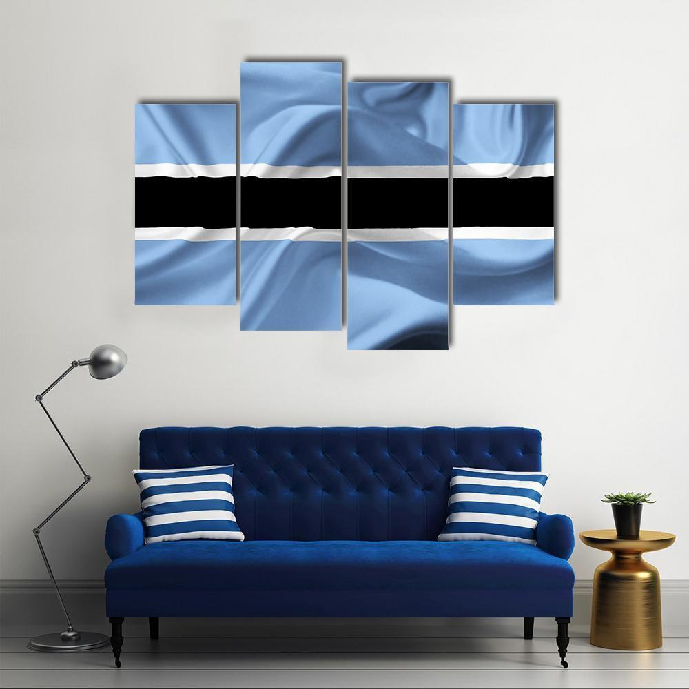 Botswana Waving Flag Canvas Wall Art-4 Pop-Gallery Wrap-50" x 32"-Tiaracle