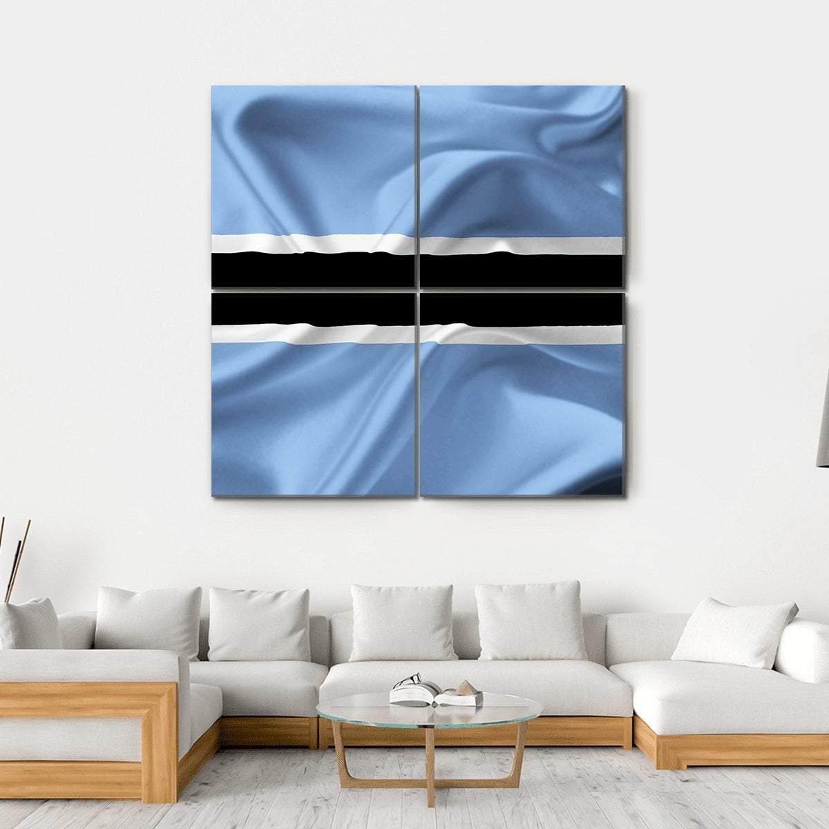 Botswana Waving Flag Canvas Wall Art-4 Square-Gallery Wrap-17" x 17"-Tiaracle