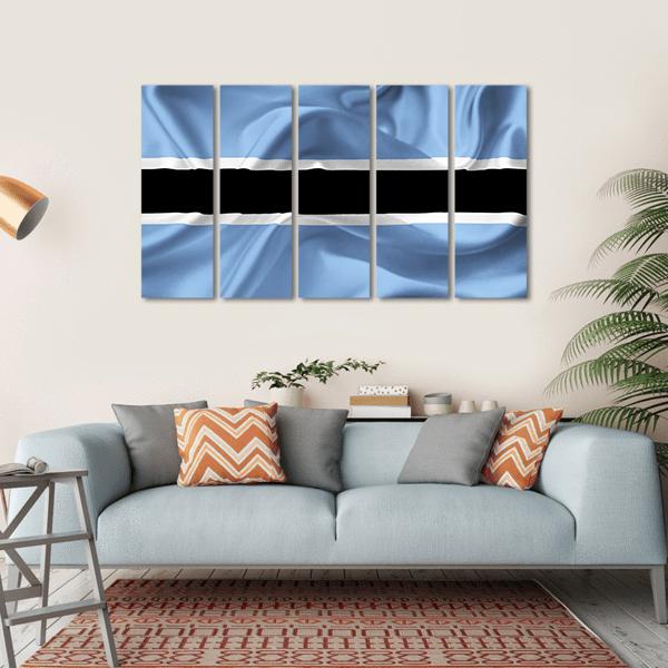 Botswana Waving Flag Canvas Wall Art-5 Horizontal-Gallery Wrap-22" x 12"-Tiaracle