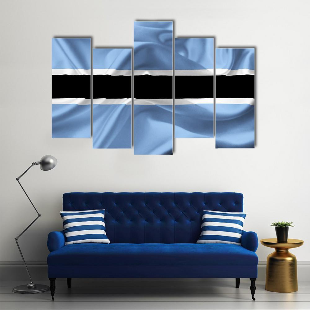 Botswana Waving Flag Canvas Wall Art-5 Pop-Gallery Wrap-47" x 32"-Tiaracle