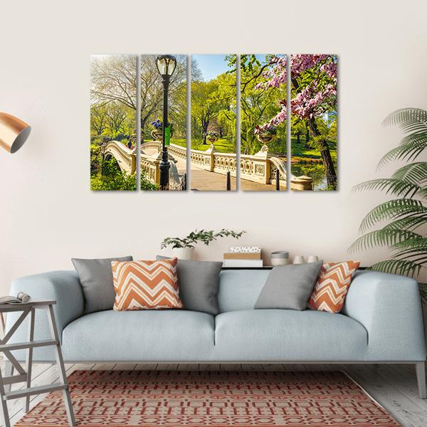 Bow Bridge In Central Park Canvas Wall Art-5 Horizontal-Gallery Wrap-22" x 12"-Tiaracle