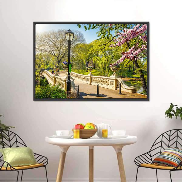Bow Bridge In Central Park Canvas Wall Art-3 Horizontal-Gallery Wrap-25&quot; x 16&quot;-Tiaracle