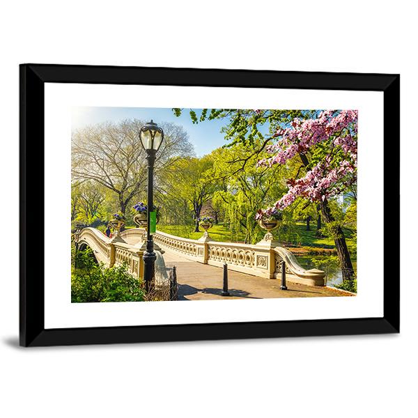 Bow Bridge In Central Park Panoramic Canvas Wall Art-1 Piece-36" x 12"-Tiaracle