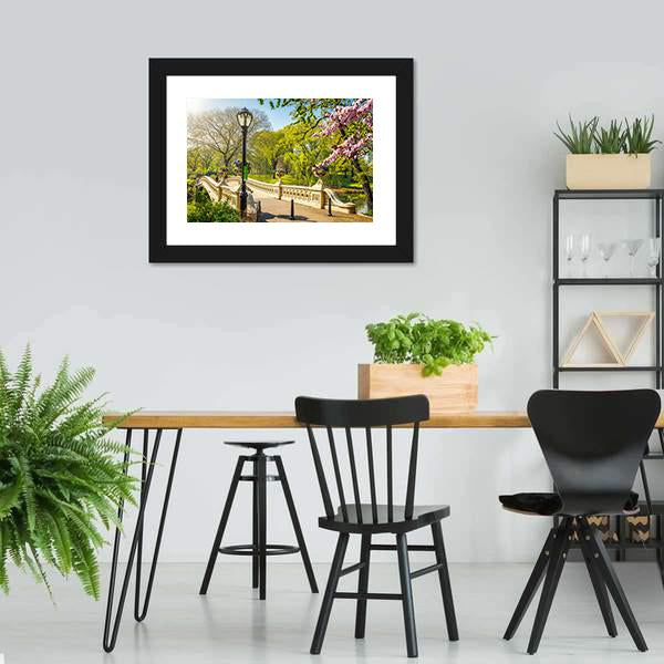 Bow Bridge In Central Park Panoramic Canvas Wall Art-1 Piece-36" x 12"-Tiaracle