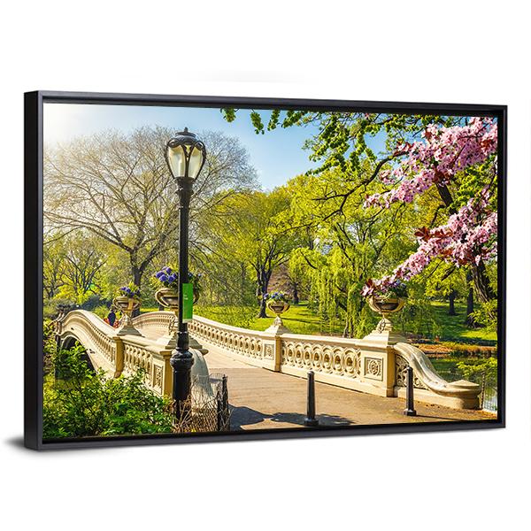 Bow Bridge In Central Park Panoramic Canvas Wall Art-1 Piece-36" x 12"-Tiaracle