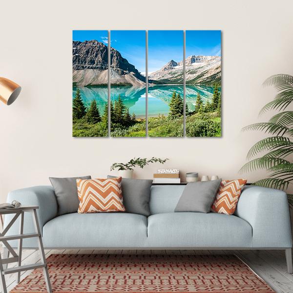 Bow Lake Canvas Wall Art-4 Horizontal-Gallery Wrap-34" x 24"-Tiaracle