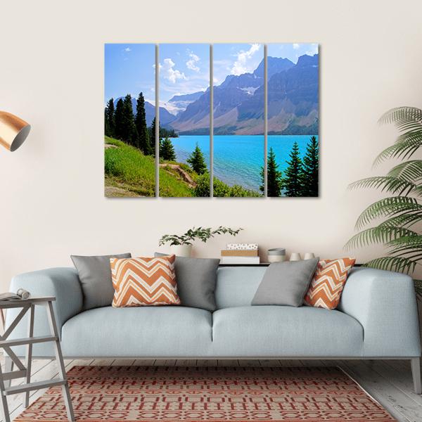 Bow Lake In Canada Canvas Wall Art-4 Horizontal-Gallery Wrap-34" x 24"-Tiaracle