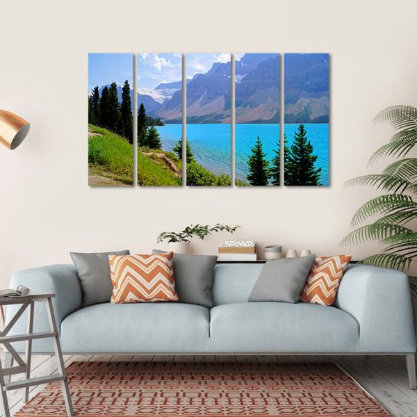 Bow Lake In Canada Canvas Wall Art-5 Horizontal-Gallery Wrap-22" x 12"-Tiaracle