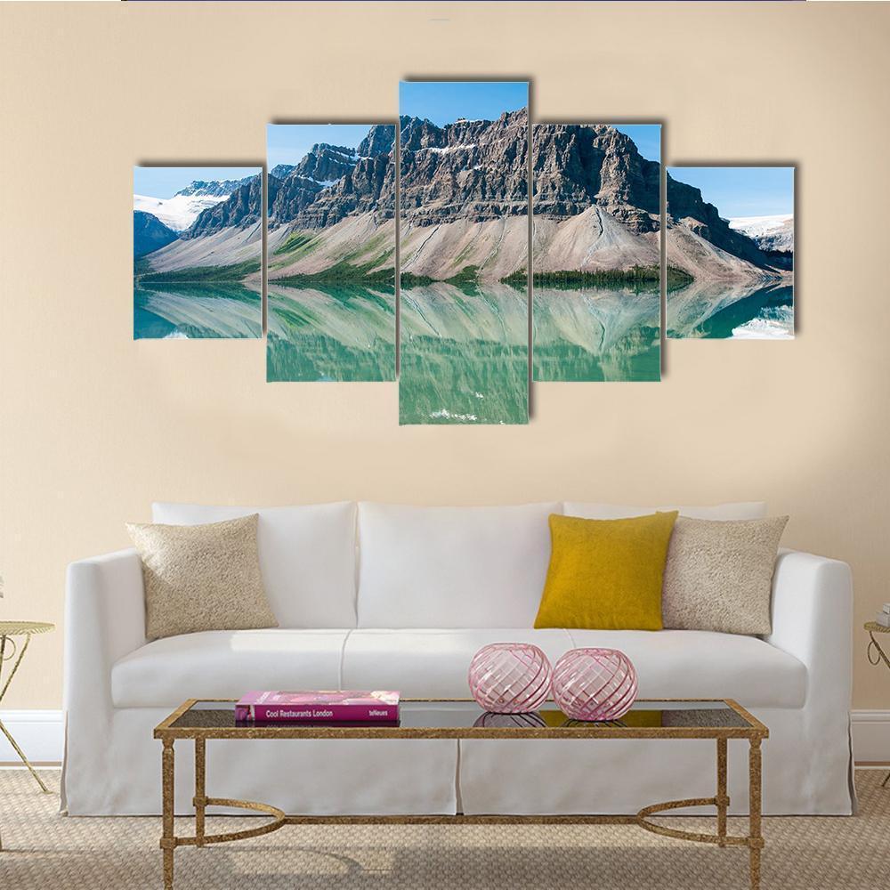 Bow Lake Canada Canvas Wall Art-5 Star-Gallery Wrap-62" x 32"-Tiaracle