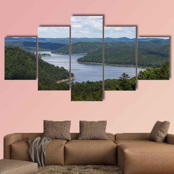 Bow Lake In Oklahoma Canvas Wall Art-5 Star-Gallery Wrap-62" x 32"-Tiaracle