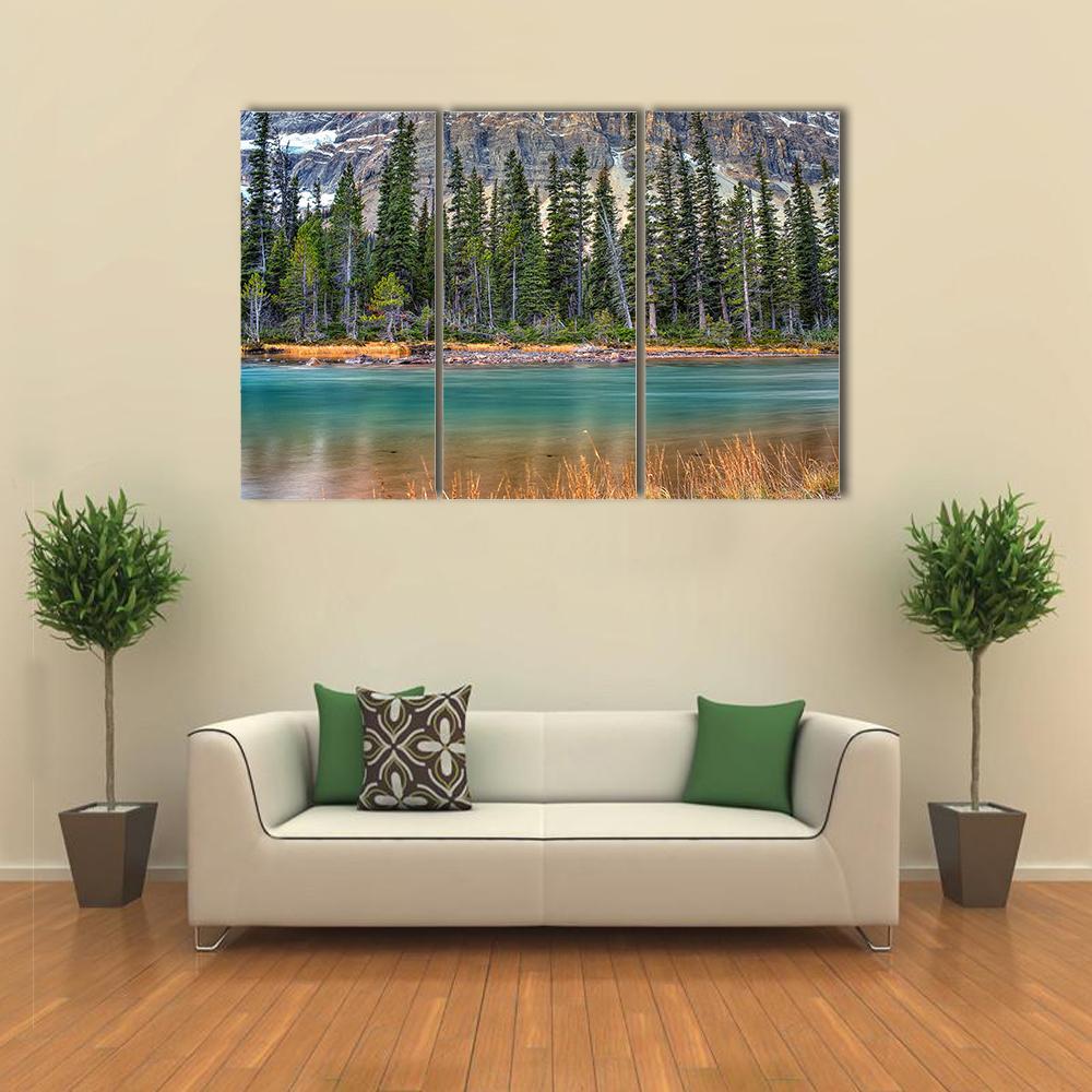 Bow Lake On Sunrise Canvas Wall Art-3 Horizontal-Gallery Wrap-37" x 24"-Tiaracle
