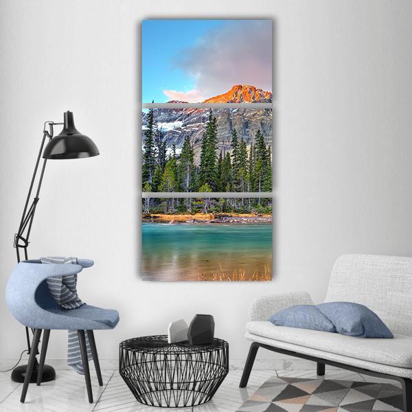 Bow Lake On Sunrise Vertical Canvas Wall Art-1 Vertical-Gallery Wrap-12" x 24"-Tiaracle