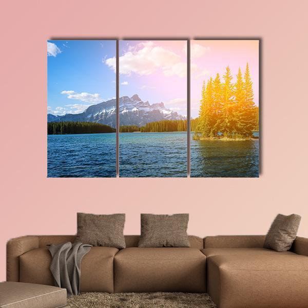 Bow River Valley Canvas Wall Art-3 Horizontal-Gallery Wrap-37" x 24"-Tiaracle
