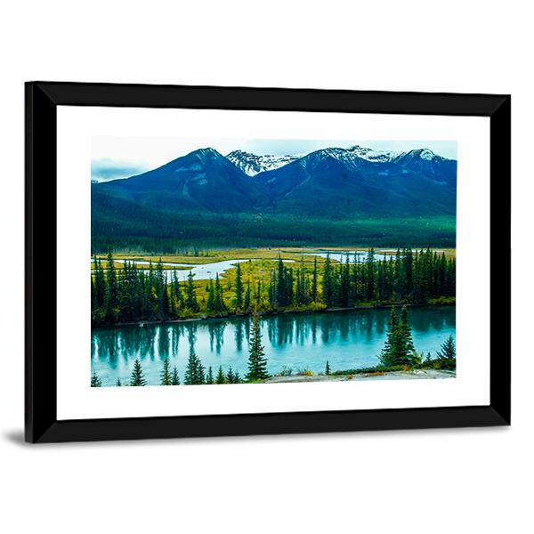 Bow River Through Valley Panoramic Canvas Wall Art-1 Piece-36" x 12"-Tiaracle