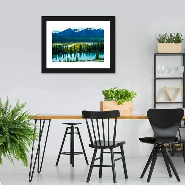 Bow River Through Valley Panoramic Canvas Wall Art-1 Piece-36" x 12"-Tiaracle