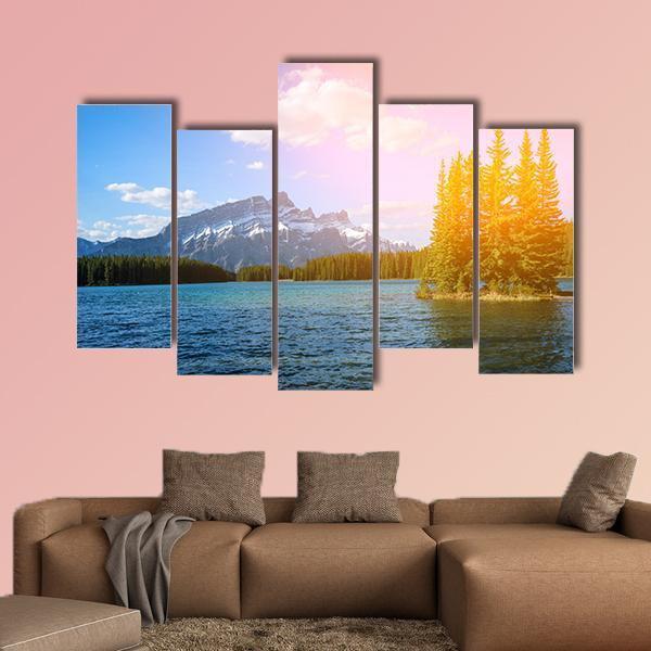 Bow River Valley Canvas Wall Art-5 Pop-Gallery Wrap-47" x 32"-Tiaracle